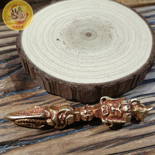 佛教用品密宗法器尼泊尔手工紫铜鎏金马头明王金刚橛6.4cm 商品图4
