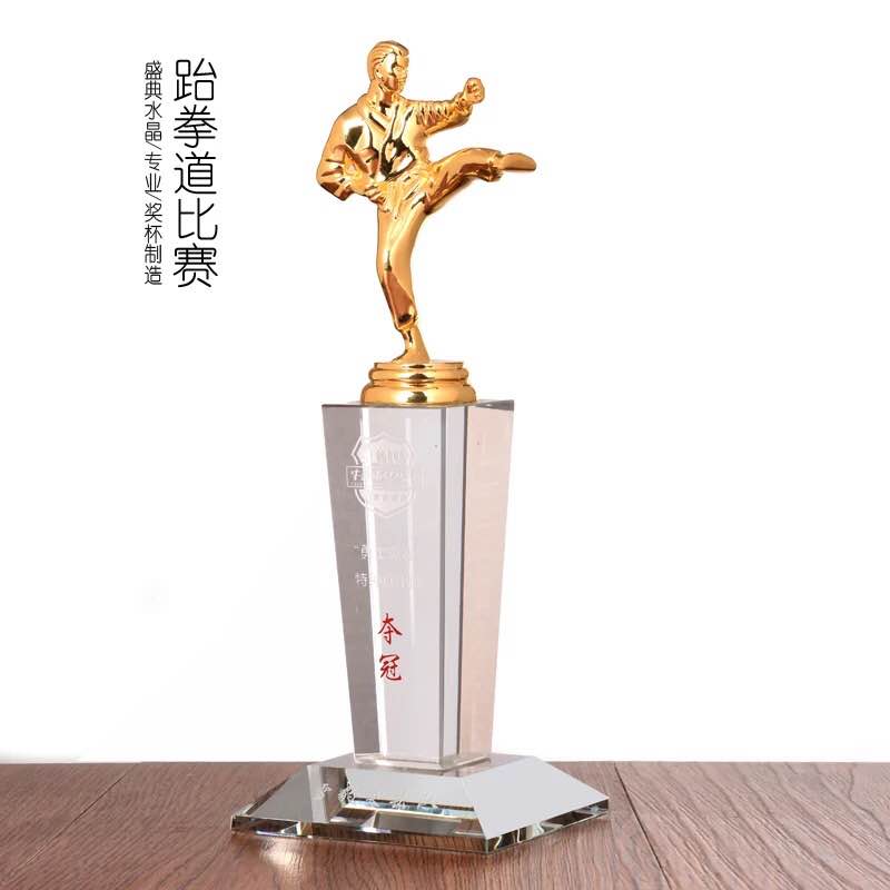跆拳道比赛奖杯散打比赛奖杯纪念品武术学校奖品水晶奖杯金属奖杯