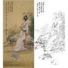 竖幅工笔传统人物白描底稿-金陵十二钗-黛玉葬花-JC01 商品缩略图0