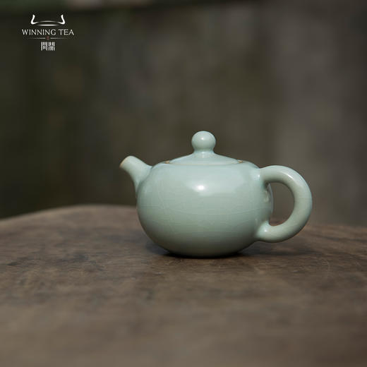 中国问鼎汝瓷天青一粒珠壶 陶瓷功夫茶具单壶 汝窑开片功夫冲泡壶 商品图0
