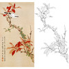 俞致贞竖幅工笔花鸟白描底稿-《青城红叶》-多种白描尺寸可选-JV38 商品缩略图0