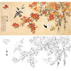 俞致贞横幅工笔花鸟白描底稿-鸽子木棉花《春晖》-多种白描尺寸可选-JV29 商品缩略图0