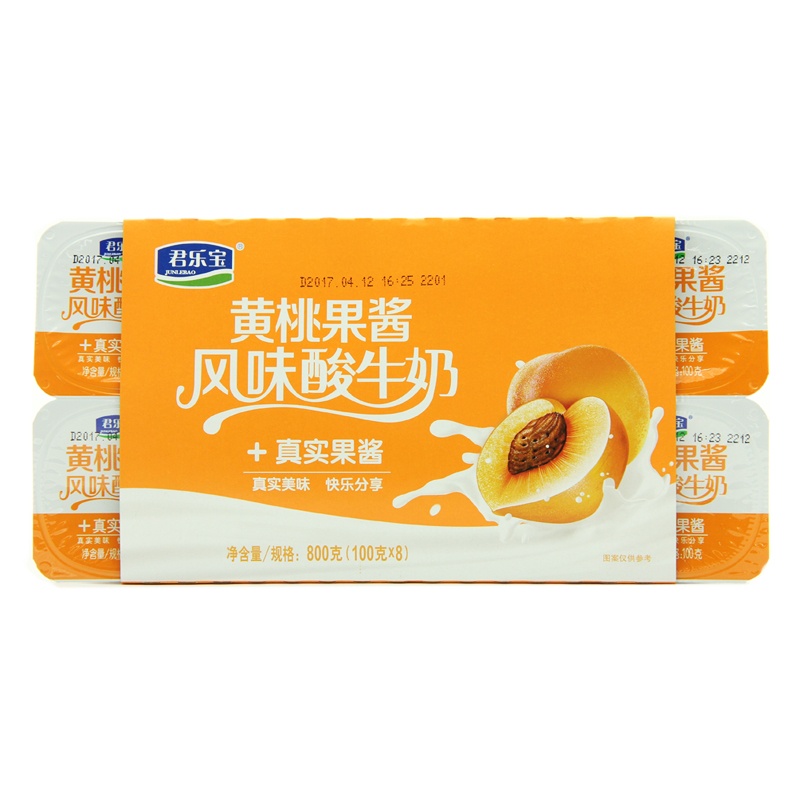 君乐宝黄桃味酸牛奶100g*8杯/盒