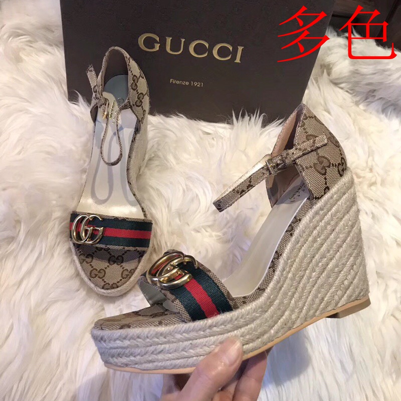 古驰古奇gucci女鞋厚底高跟鱼嘴松糕顶级羊皮进口布料