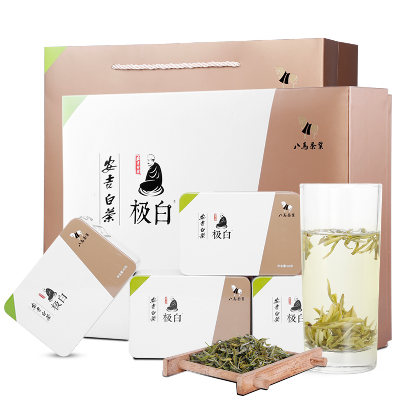 八马茶业|绿茶·安吉白茶茶叶·极白礼盒.160g/盒 bi0053