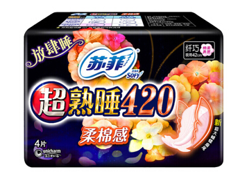 苏菲超熟睡420柔棉感纤巧夜用 4片