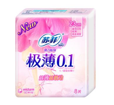 苏菲弹力贴身极薄0.1 23cm极薄日用8片 商品图0