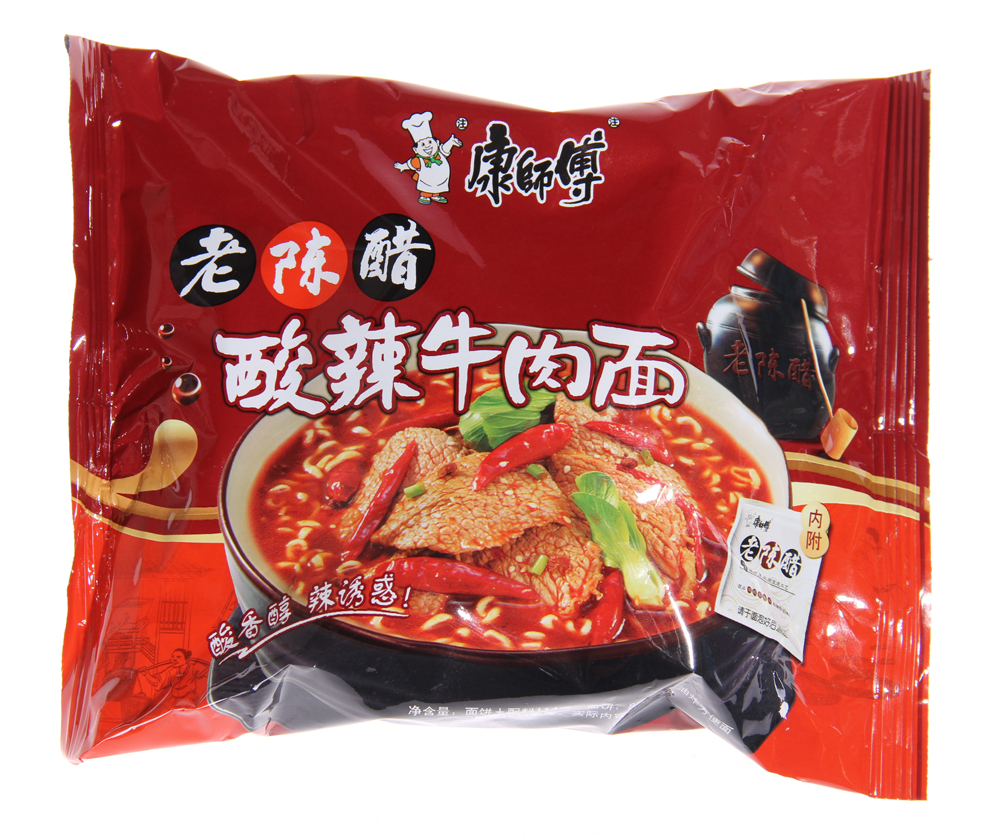 康师傅袋装老陈醋酸辣牛肉面 1*24