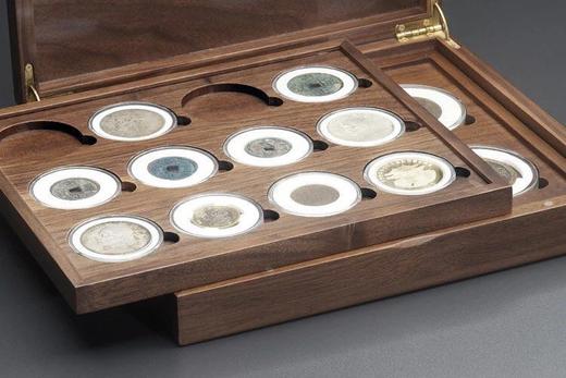 双层黑胡桃实木托盘式钱币收藏盒（SH丁酉年新款） 商品图7