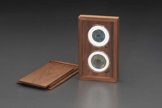 明式黑胡桃纯实木素面钱币对钱收藏匣(适用双枚52圆盒) 商品图6