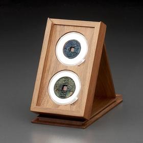 明式黑胡桃纯实木素面钱币对钱收藏匣(适用双枚52圆盒)