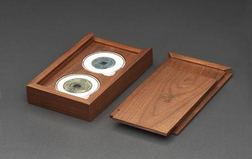 明式黑胡桃纯实木素面钱币对钱收藏匣(适用双枚52圆盒) 商品图5