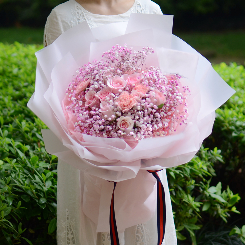 青春跃动-彩色满天星康乃馨玫瑰混搭花束送老婆妈妈老师节日祝福教师