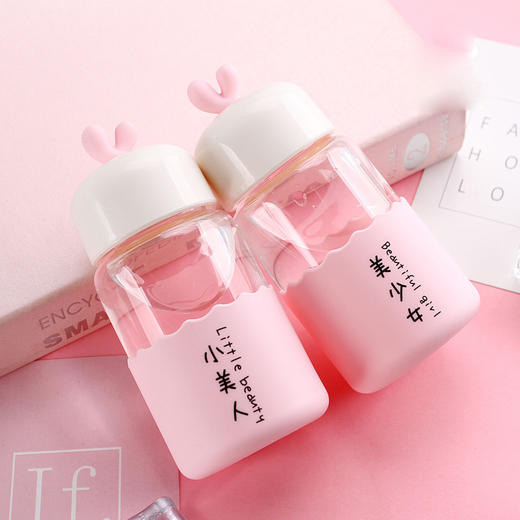 创意可爱小仙女系列玻璃杯高鹏硅防滑硅胶套水杯 商品图2