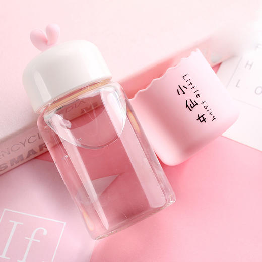 创意可爱小仙女系列玻璃杯高鹏硅防滑硅胶套水杯 商品图3