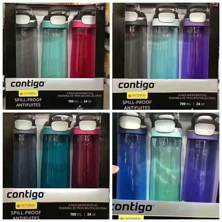 contigo水杯 康迪克成人运动随手杯防漏防摔水壶 709ml3个装 洛杉矶