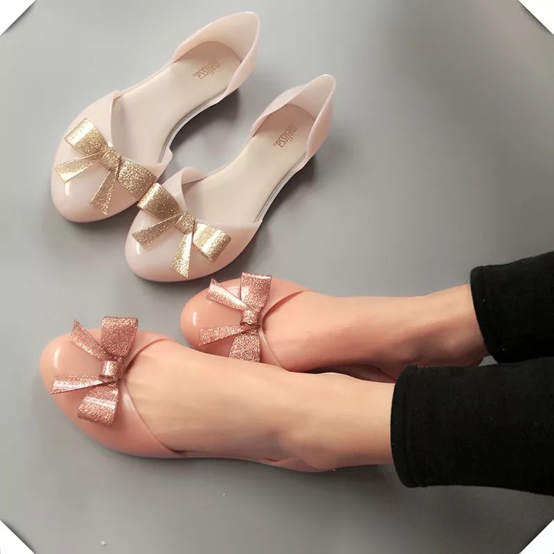 meli*a 美丽莎 圆头闪粉蝴蝶结香味果冻鞋凉鞋