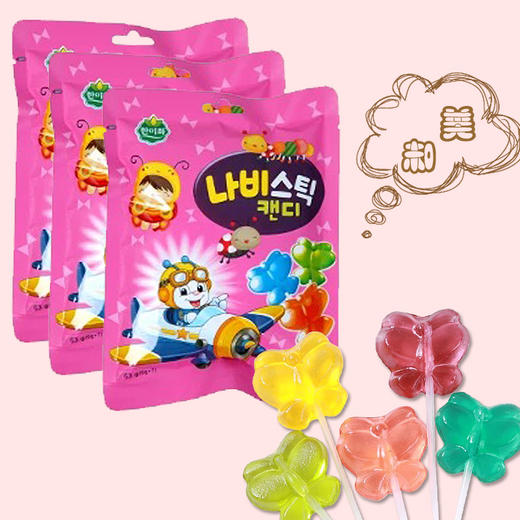 银虎韩美禾啵乐乐蝴蝶棒棒糖63g 商品图0