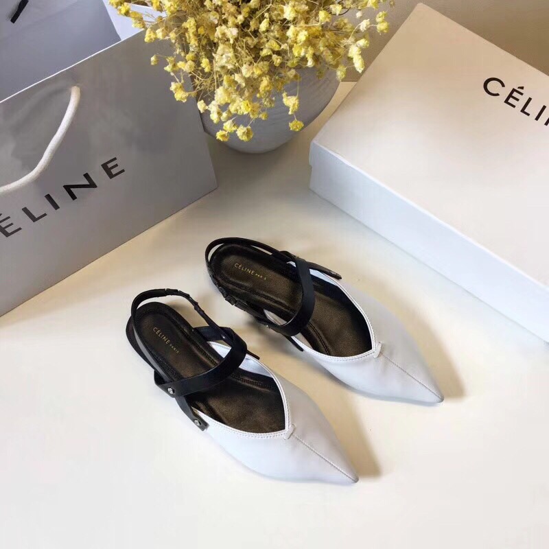 赛琳瑟琳celine女鞋尖头平底凉鞋2018春款新款单鞋,进口羊皮橡胶大底