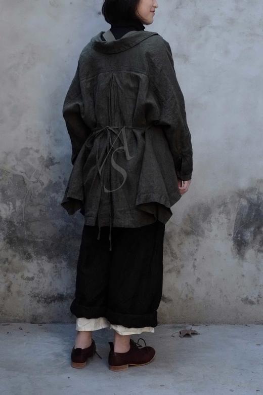 Garment Reproduction of Workers Flore绑带短外套 黑色/卡其色 商品图2