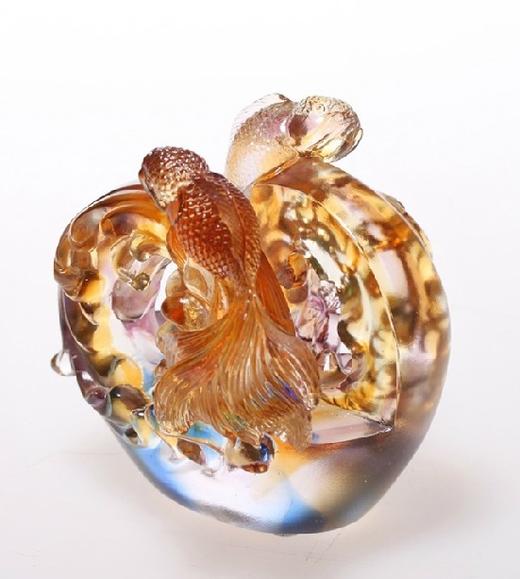 琉璃摆件 龙运名片座 1绿1金商务馈赠 商品图3