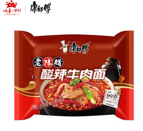 康师傅 经典 酸辣牛肉 老陈醋 (袋) 方便面泡面