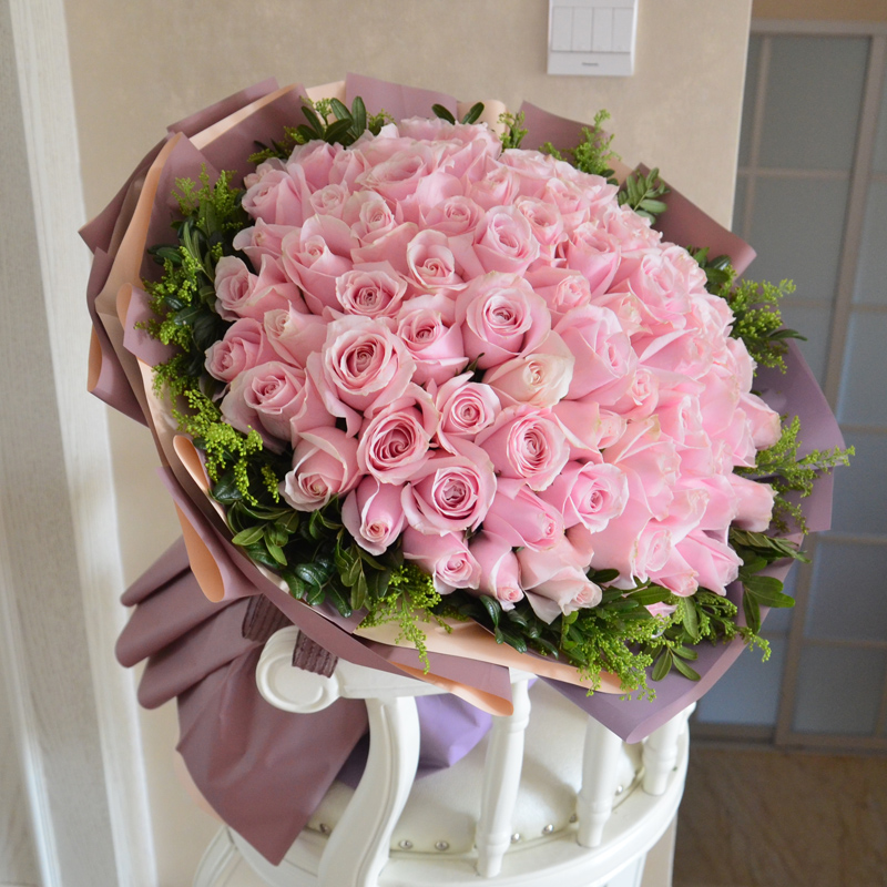 99朵粉红雪山玫瑰 - 深圳芊卉鲜花