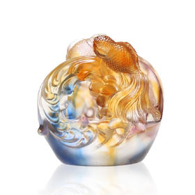 琉璃摆件 龙运名片座 1绿1金商务馈赠