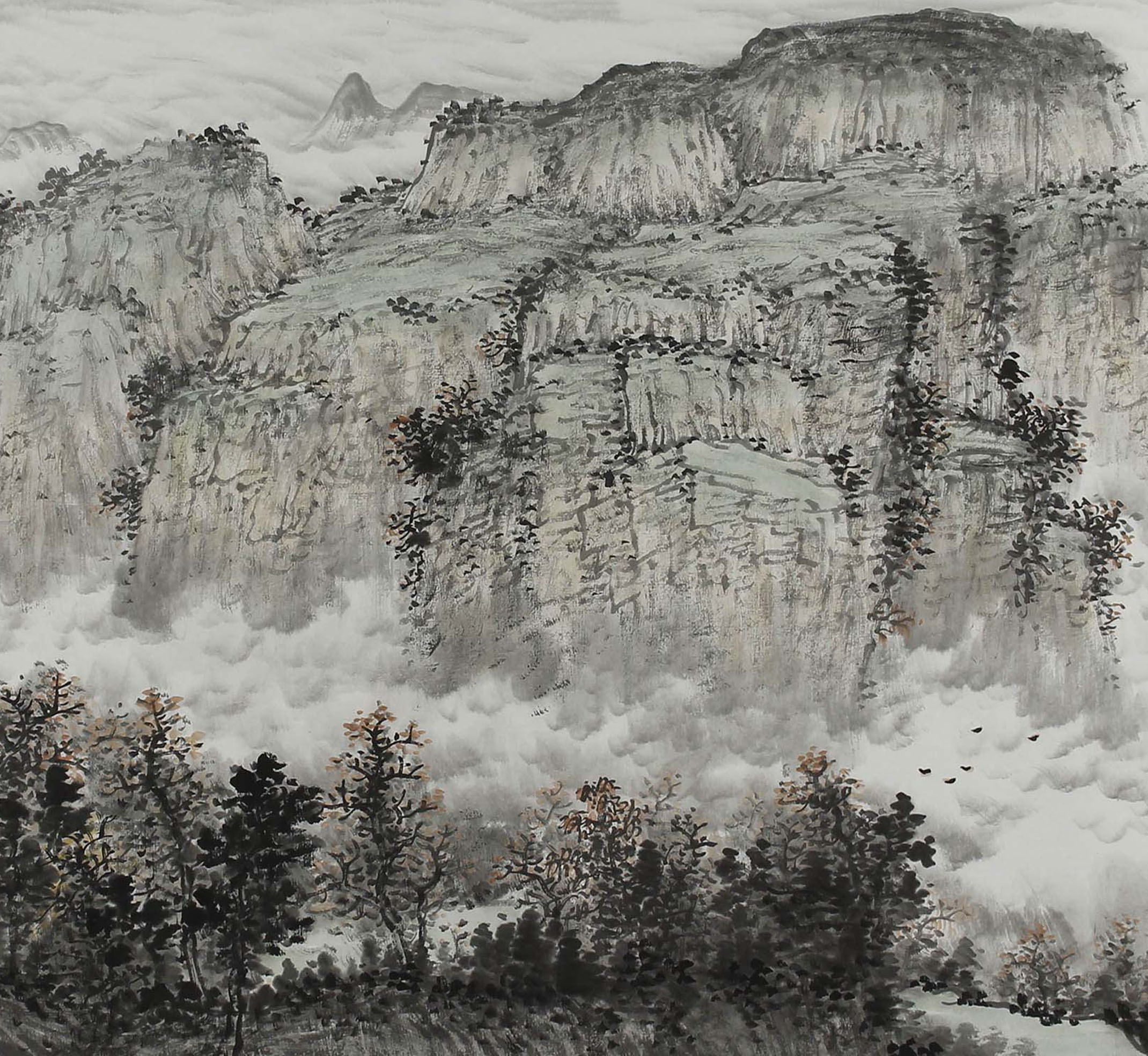 郑枫秋老师作品42718.秋山云泉图 180x70cm 约11.