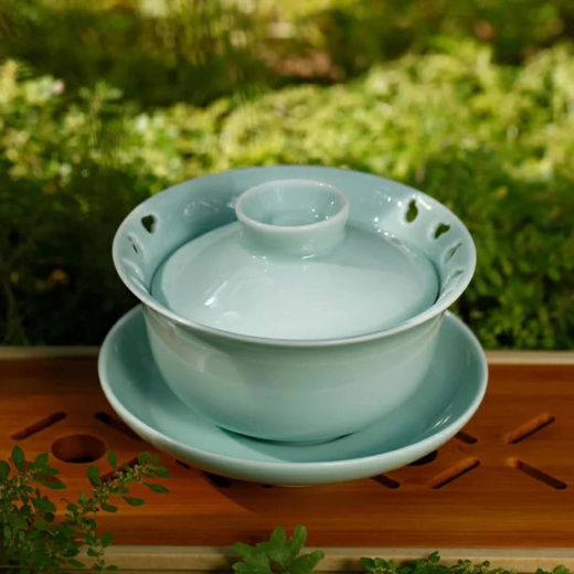 恒福茶具 景德镇陶瓷功夫茶具三才碗杯泡茶壶茶杯标准盖碗青瓷