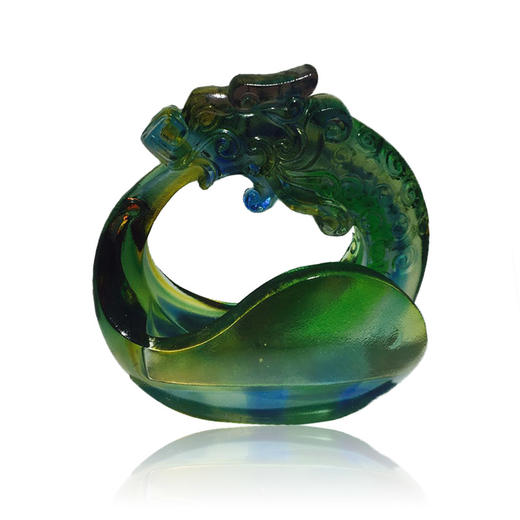 琉璃摆件 盘龙名片座 绿 黄 商务馈赠 商品图1