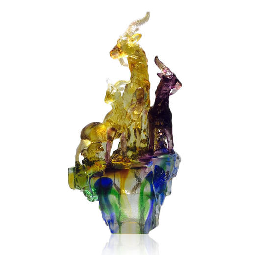 琉璃摆件 三羊开泰 大小 商务馈赠 商品图0