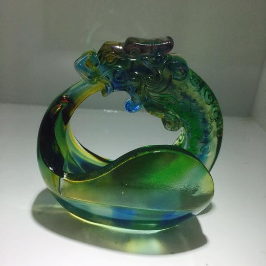 琉璃摆件 盘龙名片座 绿 黄 商务馈赠 商品图5