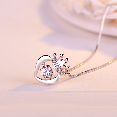 时尚微镶桃心项链皇冠灵动项链  唐织绾