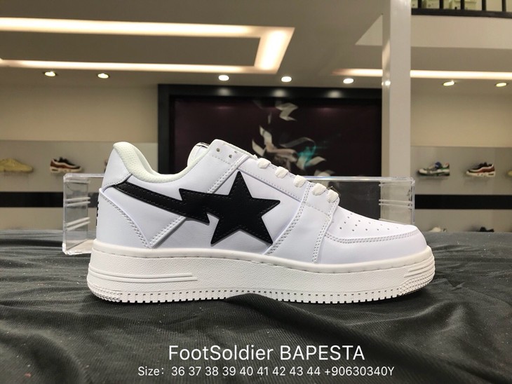 footsoldier bapesta 芭比之星低帮板鞋 皮革拼接材质