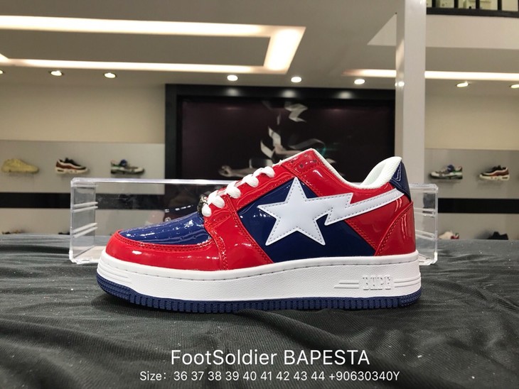 footsoldier bapesta 芭比之星低帮板鞋 皮革拼接材质