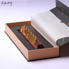 和合文房四宝老挝大红酸枝黄铜实木笔搁笔架 简约创意文房毛笔搁