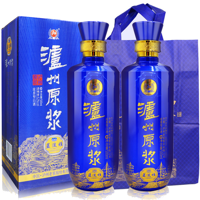 泸州老窖泸州原浆蓝淡雅52度500ml*6,500ml*2,500ml可