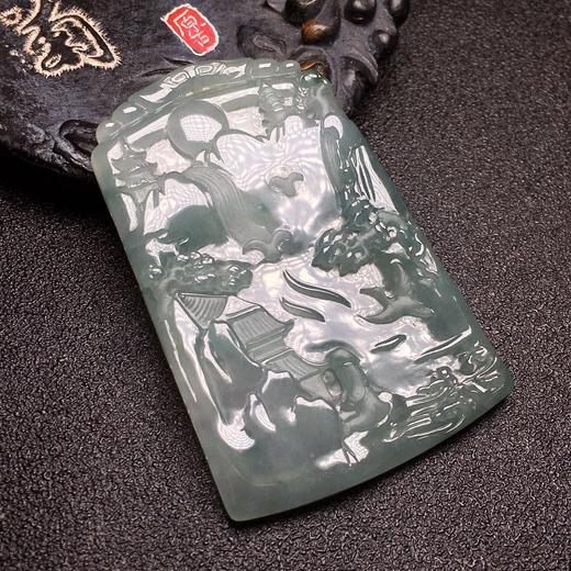 【60669】翡翠冰糯种飘花山水牌 商品图0