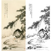陈少梅竖幅工笔山水人物松树高士白描底稿-《松下听泉》-多种白描尺寸可选-CR48 商品缩略图0