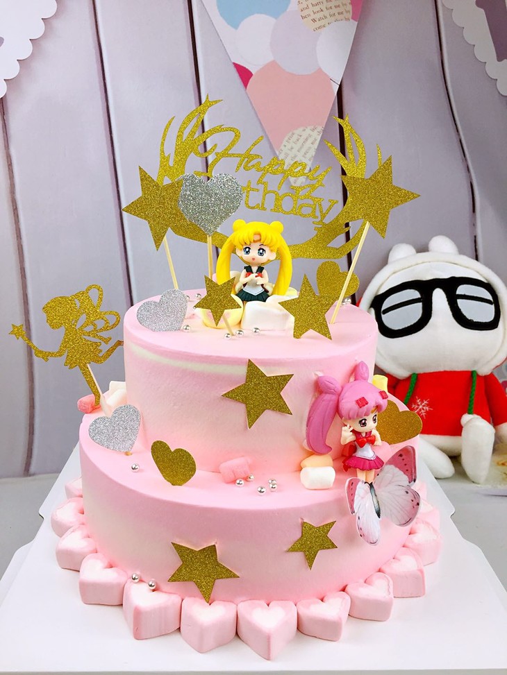 【小小美少女】卡通可爱奶油水果生日蛋糕