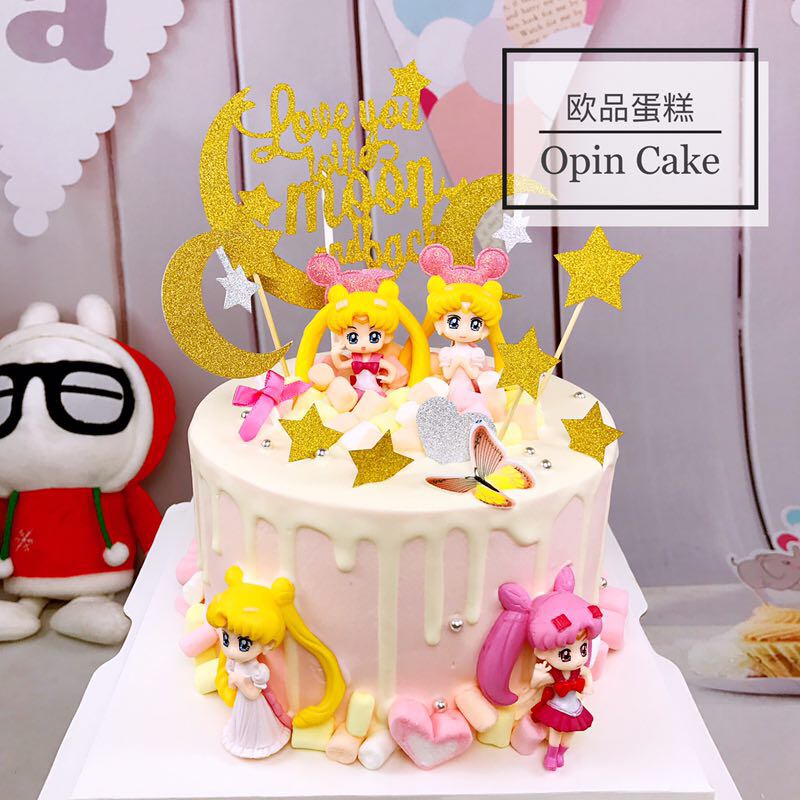 【小小美少女】卡通可爱奶油水果生日蛋糕