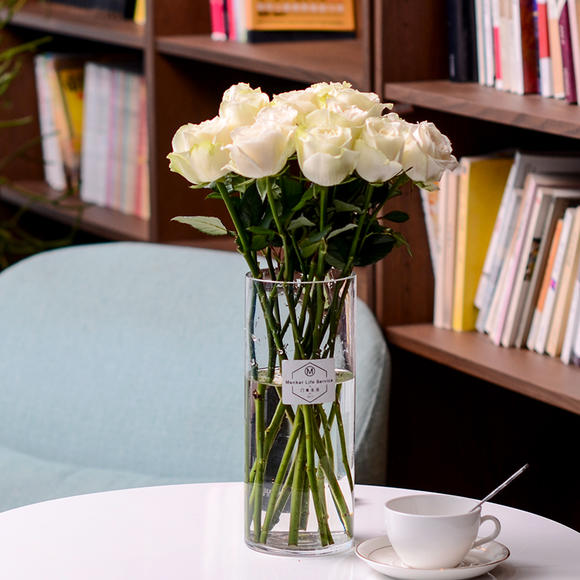 【周末快乐花】白雪山玫瑰--10枝-白色-9.9加购花瓶