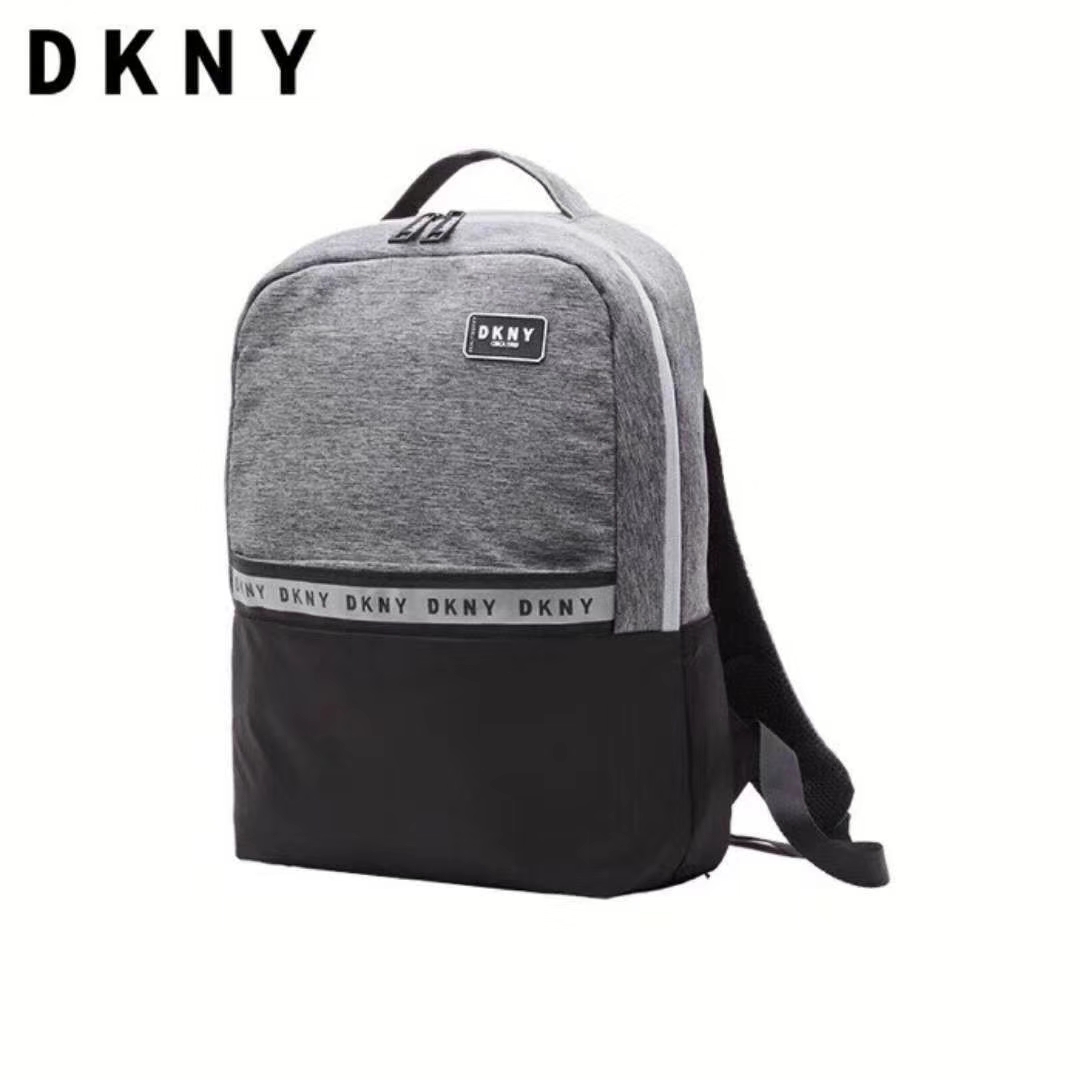 dkny 简约灰黑双肩包