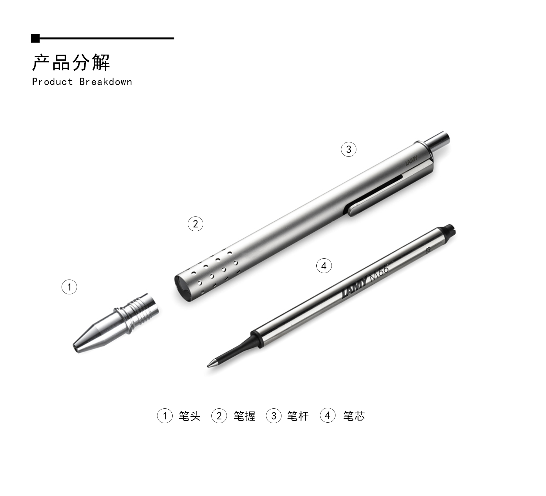 德国lamy 凌美 swift速动系列钯金属笔杆宝珠笔 签字笔 330