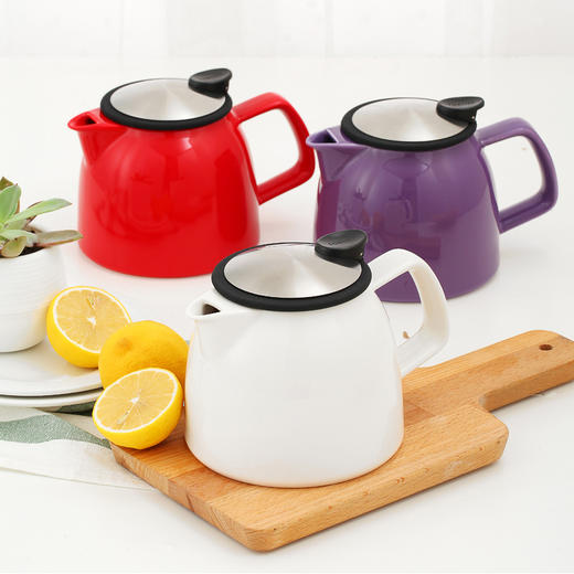 Forlife 陶瓷茶壶 不锈钢过滤冲茶器家用泡茶茶具 商品图2