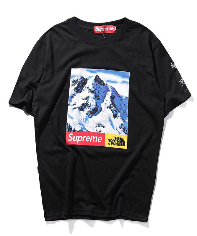 美式街头潮牌 tnf mountain tee 联名sup雪山短袖t恤男女情侣装 m~xxl