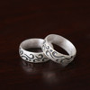 【戒指】S990足银戒指 民族风男女款泰银复古哑光磨砂祥云纹宽边戒指 商品缩略图1