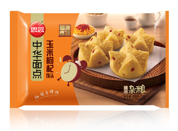 思念 中华面点玉米枸杞杂粮馒头12只装420g(速冻食品)