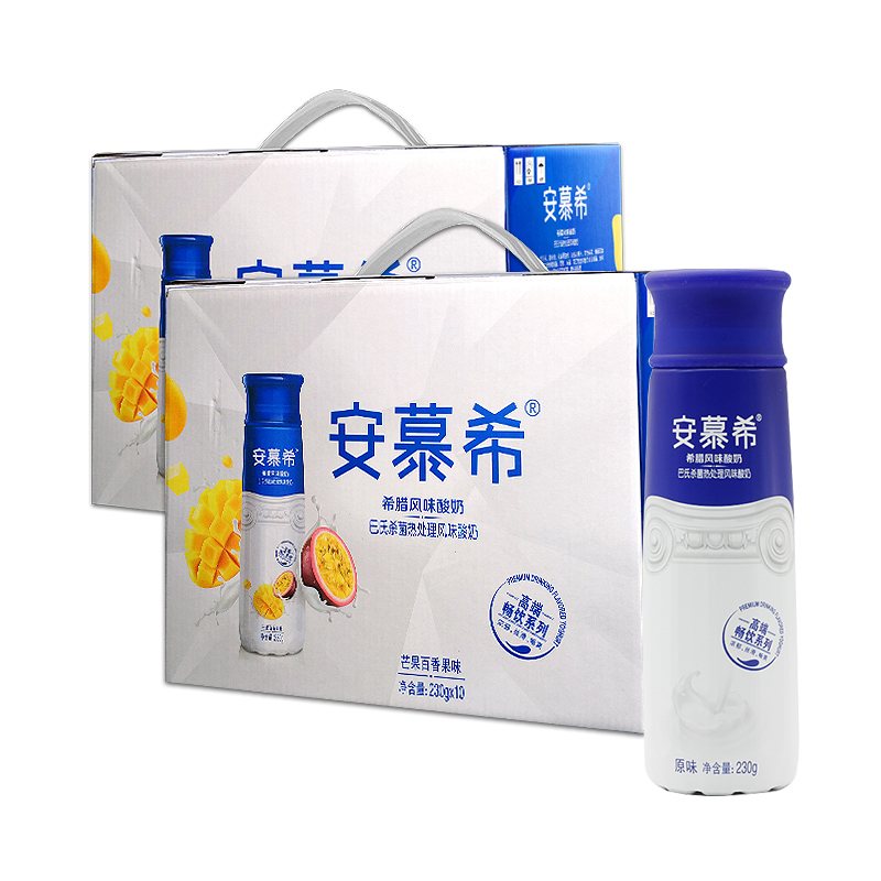 安慕希PP瓶原味、芒果百香果味酸奶230g*10瓶